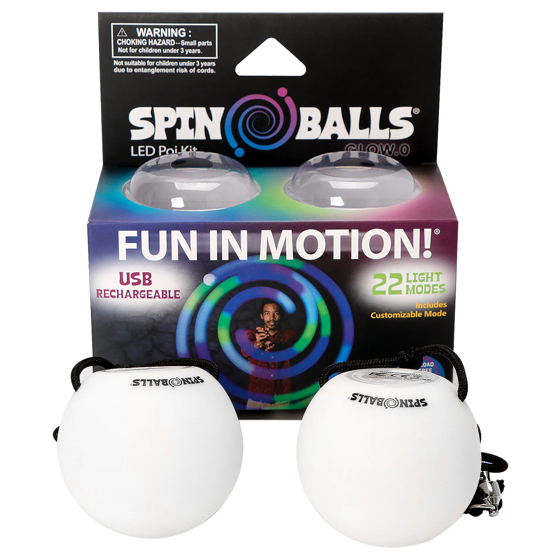Spinballs Glow. 0 LED Rechargeable Poi Set T8