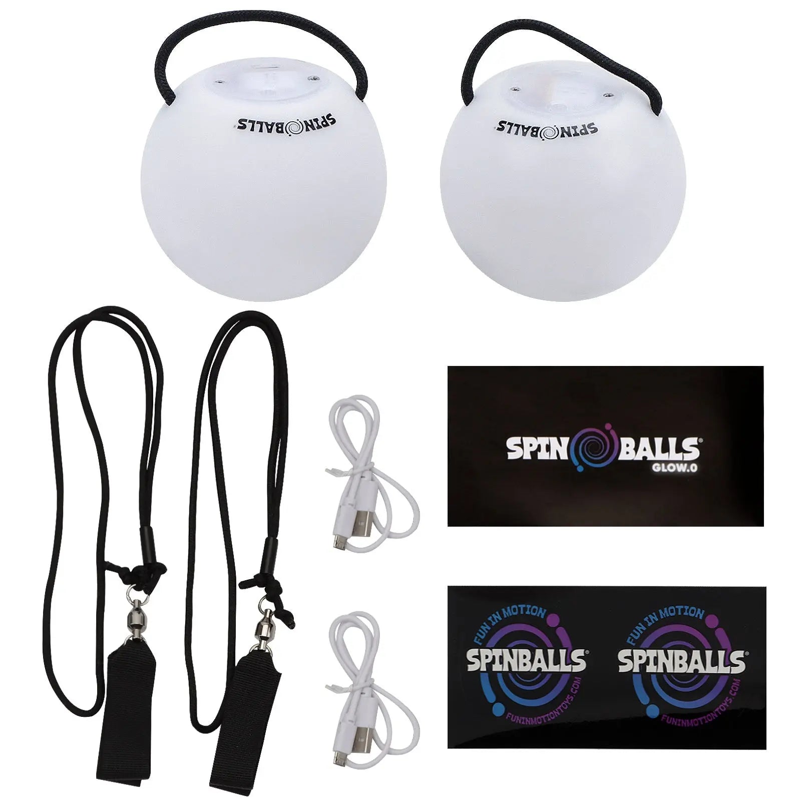Spinballs Glow. 0 LED Rechargeable Poi Set T8
